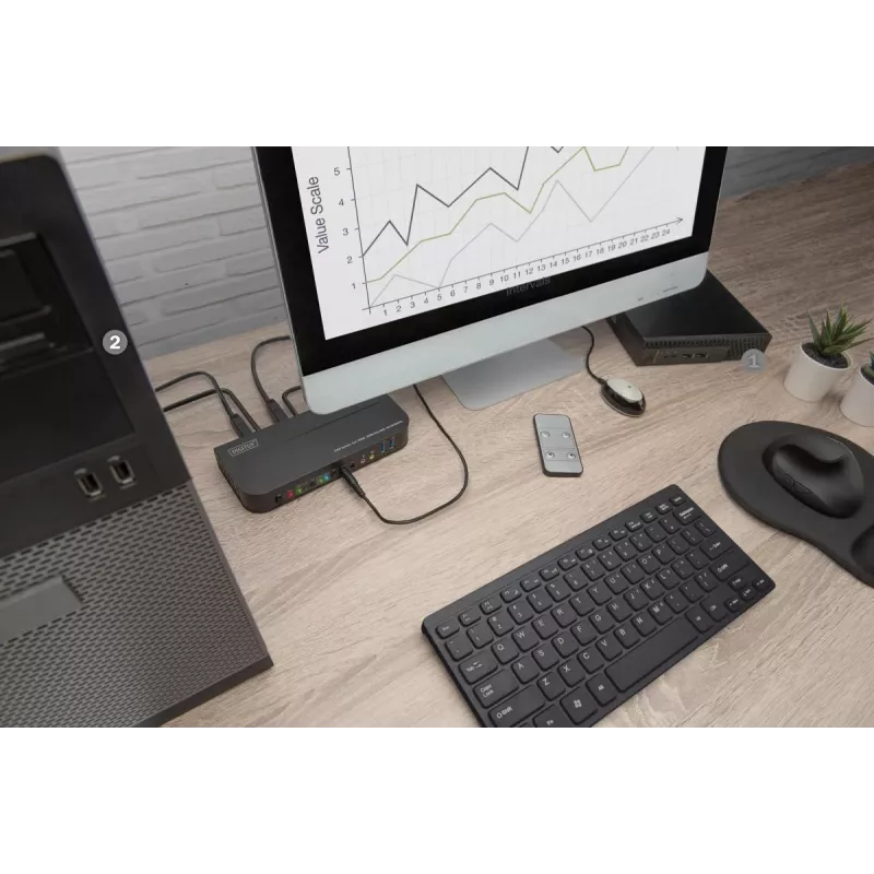 DIGITUS KVM-Switch - 2x1 HDMI, HDMI Out, USB, 4Kx2K@60Hz