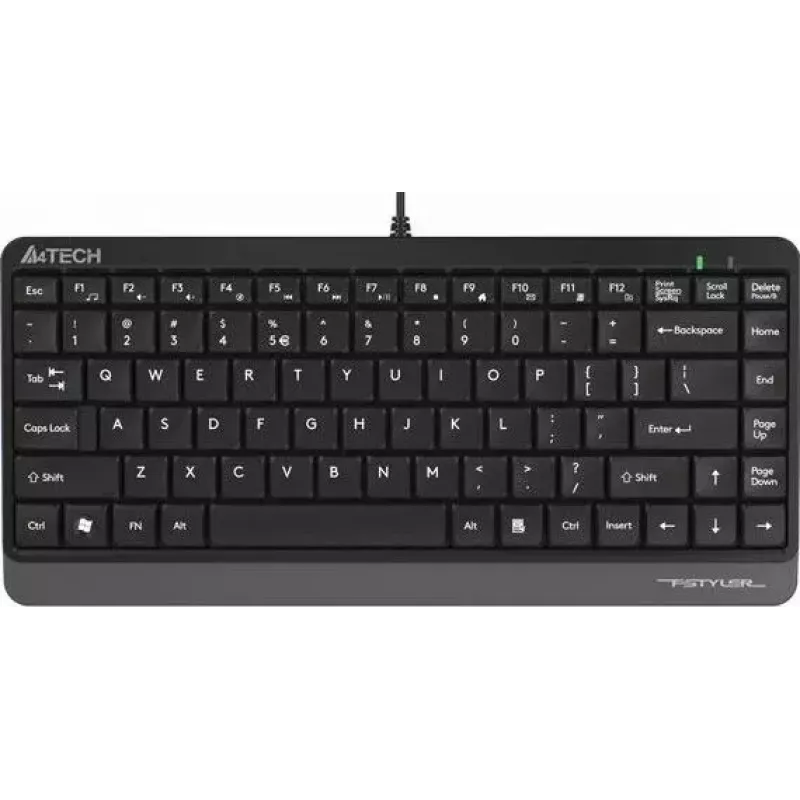 Kabelgebundene USB-Tastatur A4Tech FStyler FK11 – kompaktes Standard-Layout, Englisch, 12 Hotkeys, Handgelenkauflage, 1,5 m Kabel
