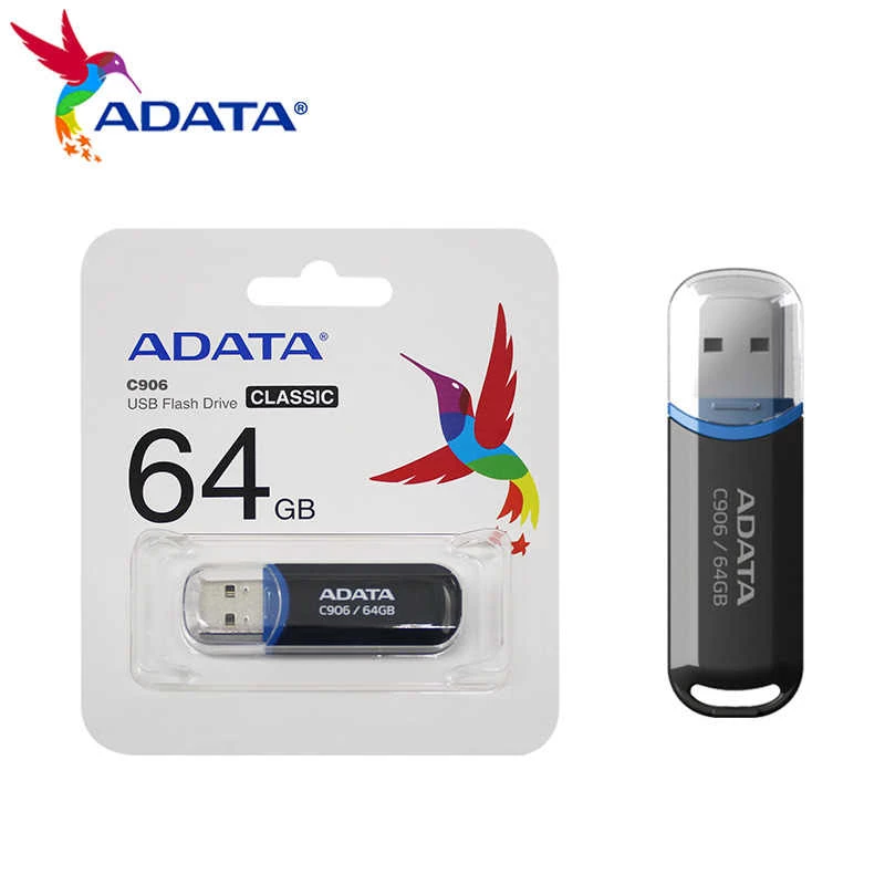 USB-Flash-Laufwerk ADATA C906 64 GB USB Typ-A 2.0, schwarz, mit Kappenschutz