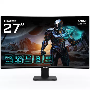 GIGABYTE GS27FC 27 Zoll FHD Curved Gaming-Monitor – 1920 x 1080, 180 Hz, 1 ms, 250 cd/m², FreeSync Premium, HDR-fähig, HDMI 2.0, DisplayPort 1.4