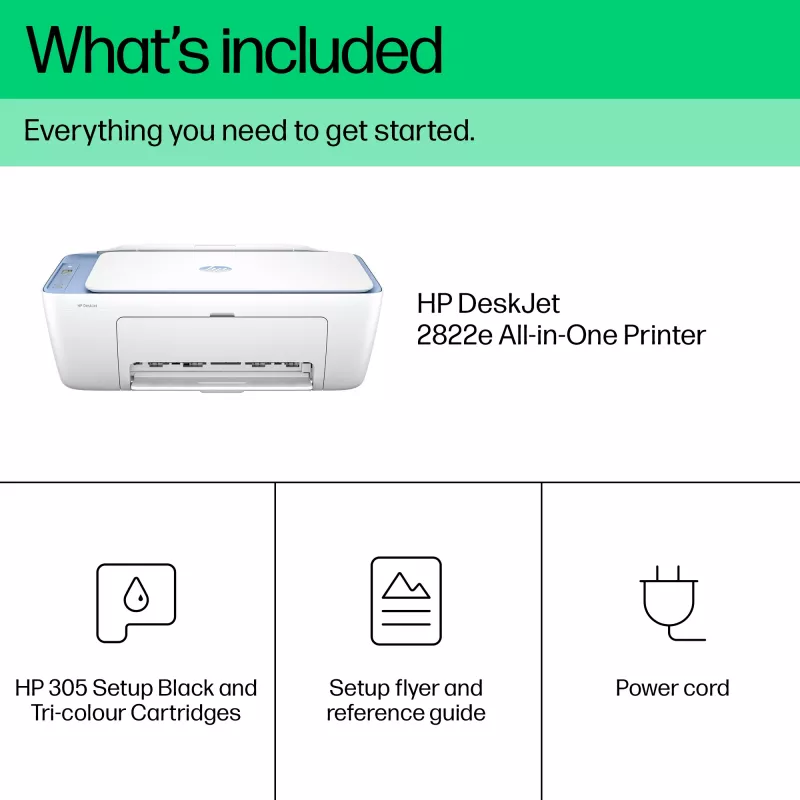 HP DeskJet 2822e kabelloser 3-in-1 Farbdrucker, Instant Ink; Kopierer, Scanner