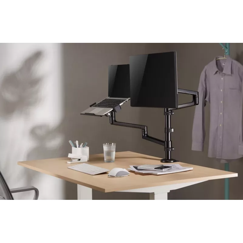 Gembird MA-DA-04 verstellbare Tischhalterung mit Monitorarm und Notebook-Ablage, 17–32 Zoll
