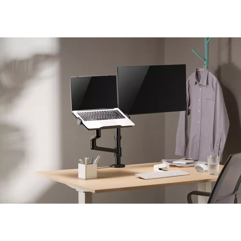 Gembird MA-DA-04 verstellbare Tischhalterung mit Monitorarm und Notebook-Ablage, 17–32 Zoll