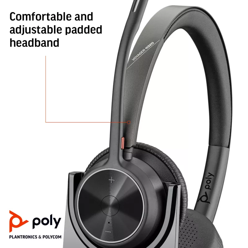 HP Poly Voyager 4320 UC Stereo USB-A Headset +BT700 USB-A Adapter +Ladestation