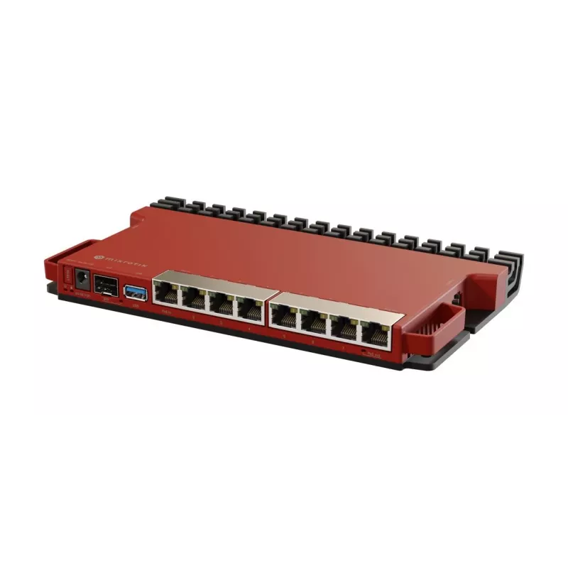 Kabelgebundener Router MikroTik L009UiGS-RM — 8x RJ-45, 2,5 Gigabit Ethernet, 1x SFP, 1x USB, 800 MHz CPU, 512 MB RAM, rot