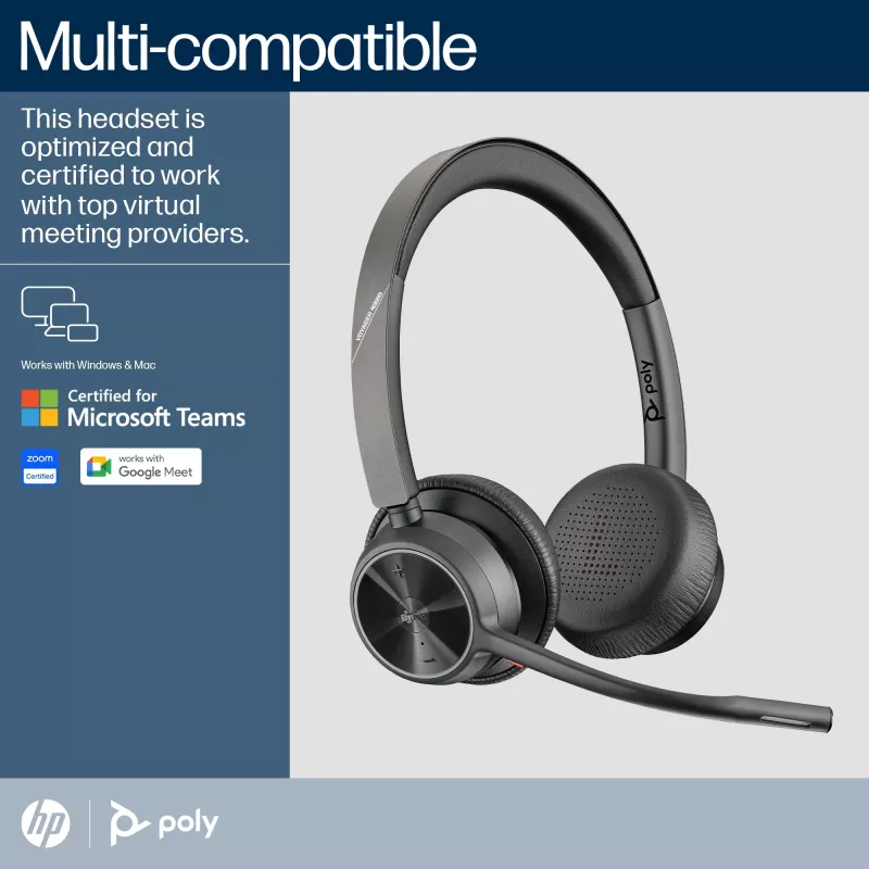 HP Poly Voyager 4320 Microsoft Teams-zertifiziertes Headset +BT700 Dongle +Ladestation