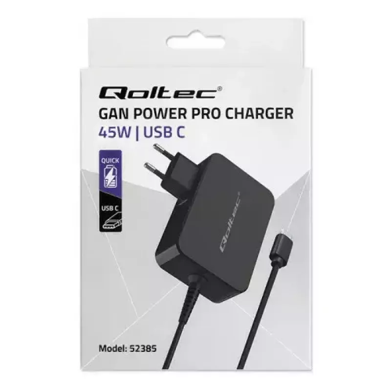 Ladegerät Qoltec 52385 Innenbereich AC Schnellladung 20V 3A Schwarz