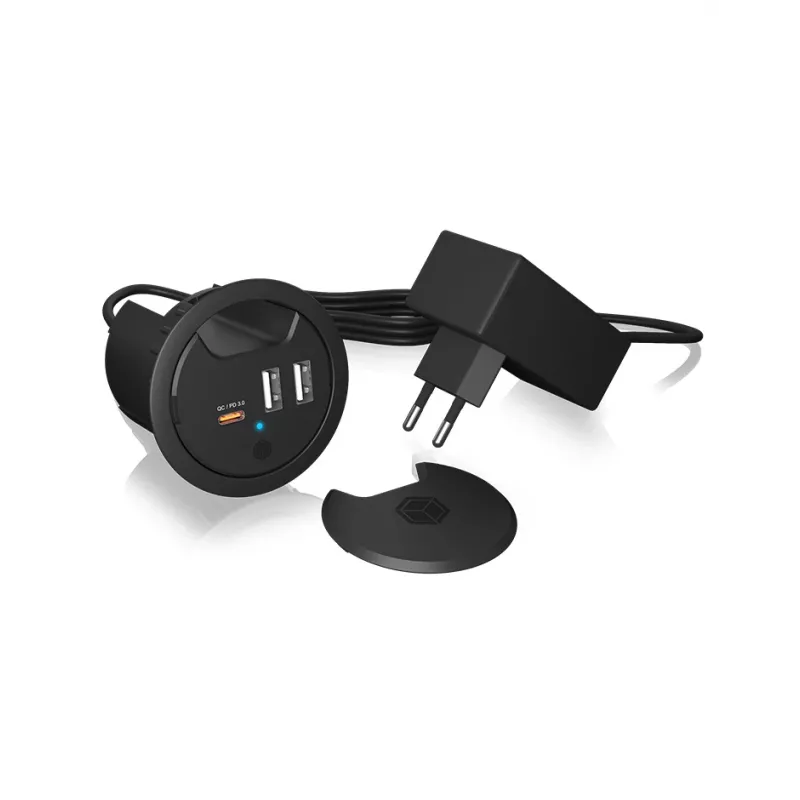 ICY BOX In-Desk USB-Ladegerät mit Power Delivery & Quick Charge