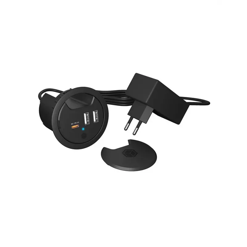 ICY BOX In-Desk USB-Ladegerät mit Power Delivery & Quick Charge