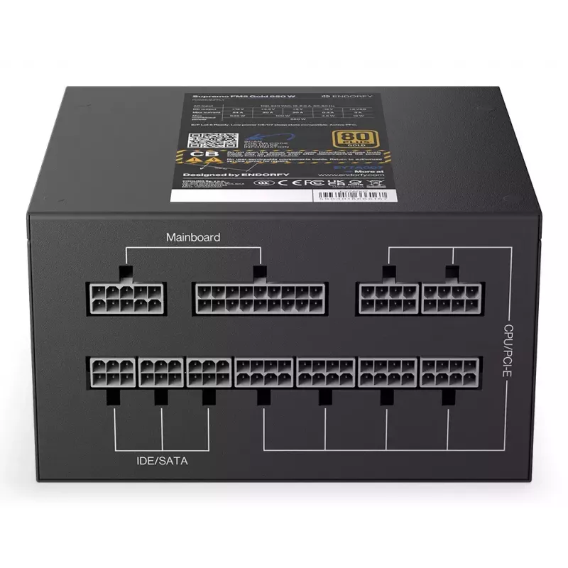 Netzteil ENDORFY Supremo FM5 650 W ATX 80 PLUS Gold, 650 W, 120-mm-Lüfter, modulare Kabel