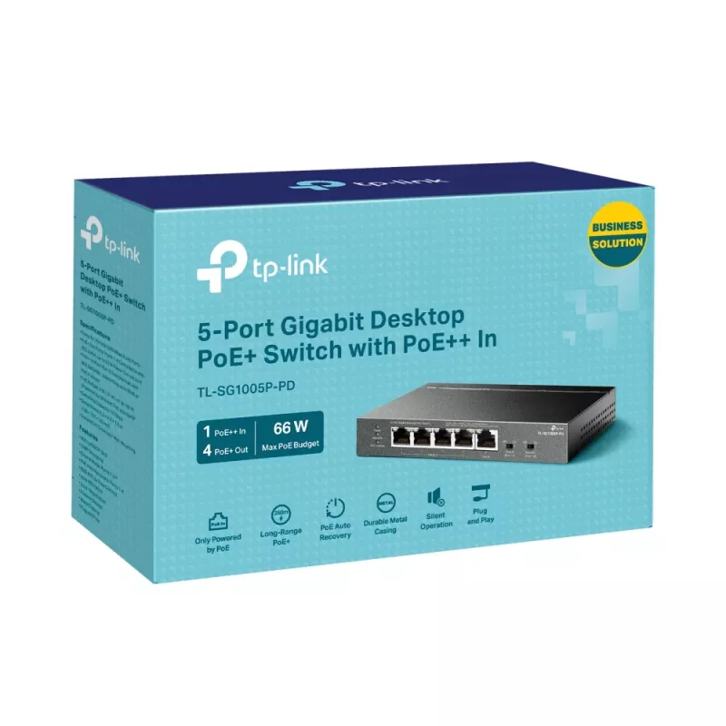 TP-Link TL-SG1005P-PD Netzwerk-Switch Gigabit Ethernet (10/100/1000) Power over Ethernet (PoE) Schwarz