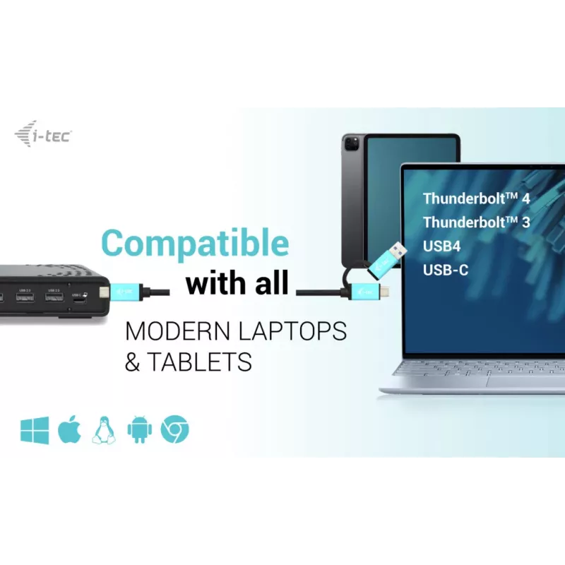 i-tec USB-C Triple Display Docking Station Gen 2 Power Delivery 100W Kabelgebunden 3.2