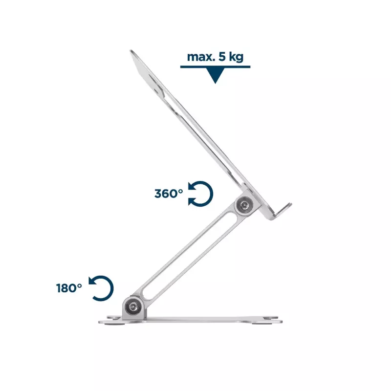 Laptop Ständer Gembird NBS-D1-03 Silber Aluminium für bis zu 39,6 cm (15,6 Zoll), faltbar, Höhe 60 mm, max. Traglast 5 kg