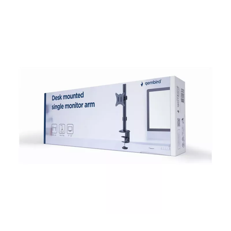 GEMBIRD Schreibtischmontierter Einzelmonitorarm, 17 Zoll – 32 Zoll