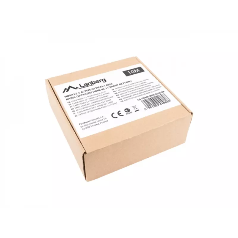 HDMI-Kabel LANBERG CA-HDMI-30FB-0100-BK 10 m, HDMI Typ A 2.1, 48 Gbit/s, 144 Hz, HDR, ARC, Ethernet