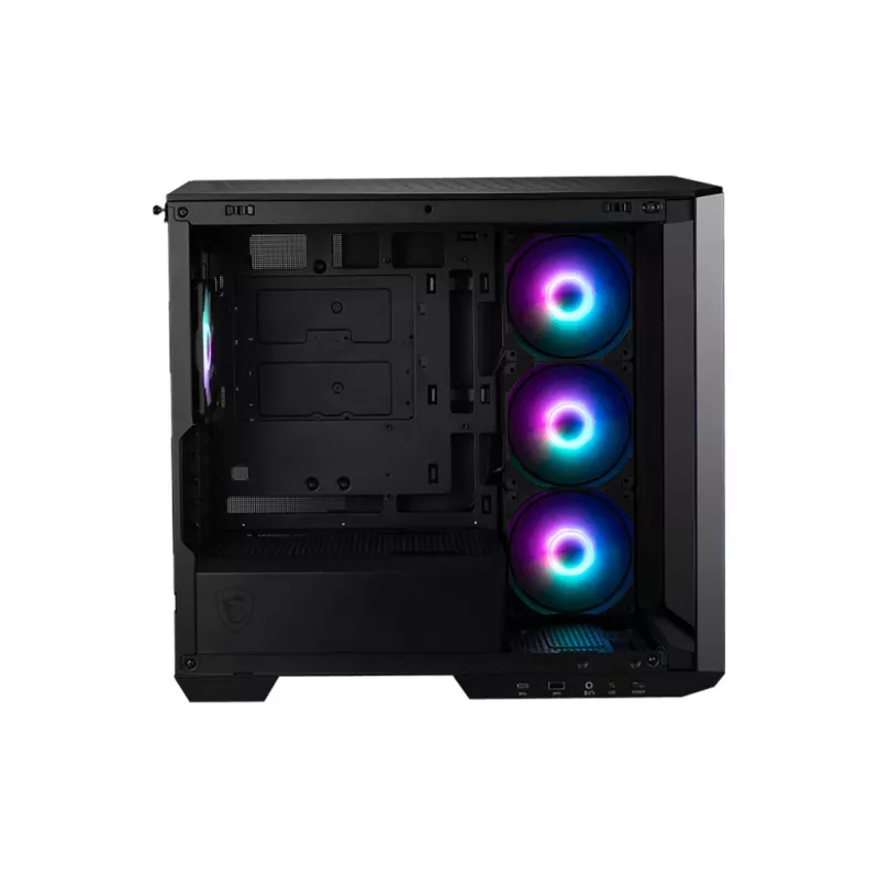 PC-Gehäuse MSI MAG PANO M100R PZ Micro Tower Schwarz — microATX/ITX, Seitenfenster, Multi-LED, 39 cm GPU, USB-C