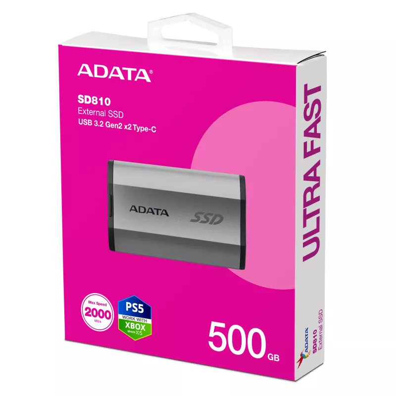 ADATA SD810 500 GB USB Type-C USB 3.2 Gen 2x2 Schwarz, Silber