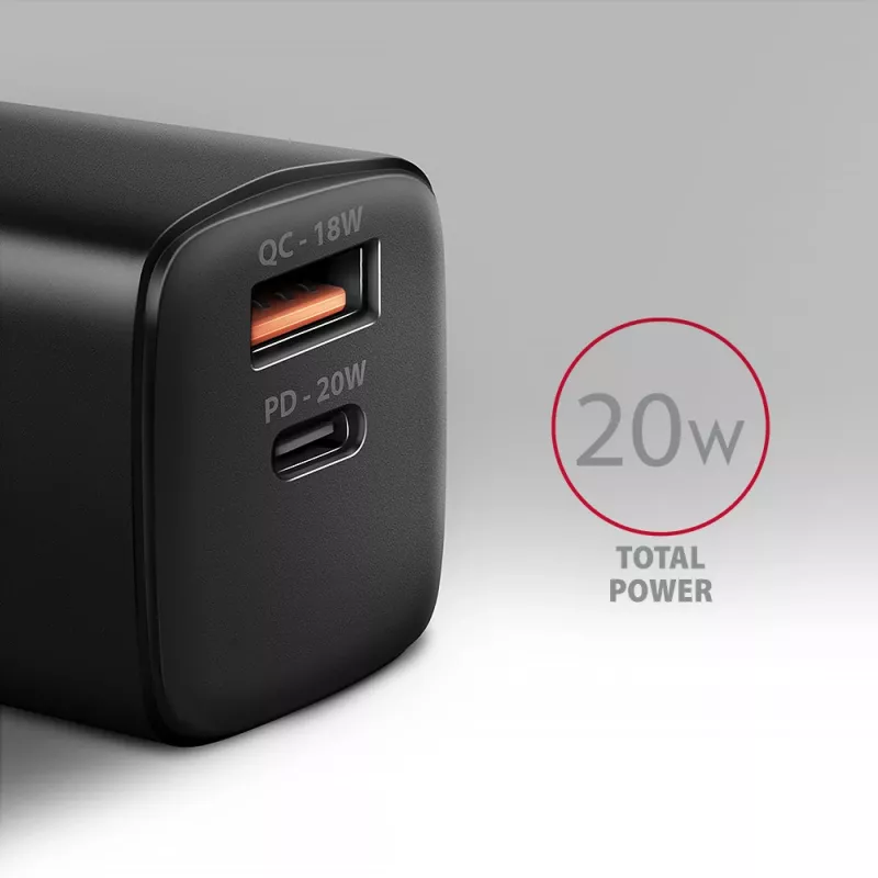 Wandladegerät Axagon ACU-PQ20 QC3.0 PD Type-C 20W Schwarz