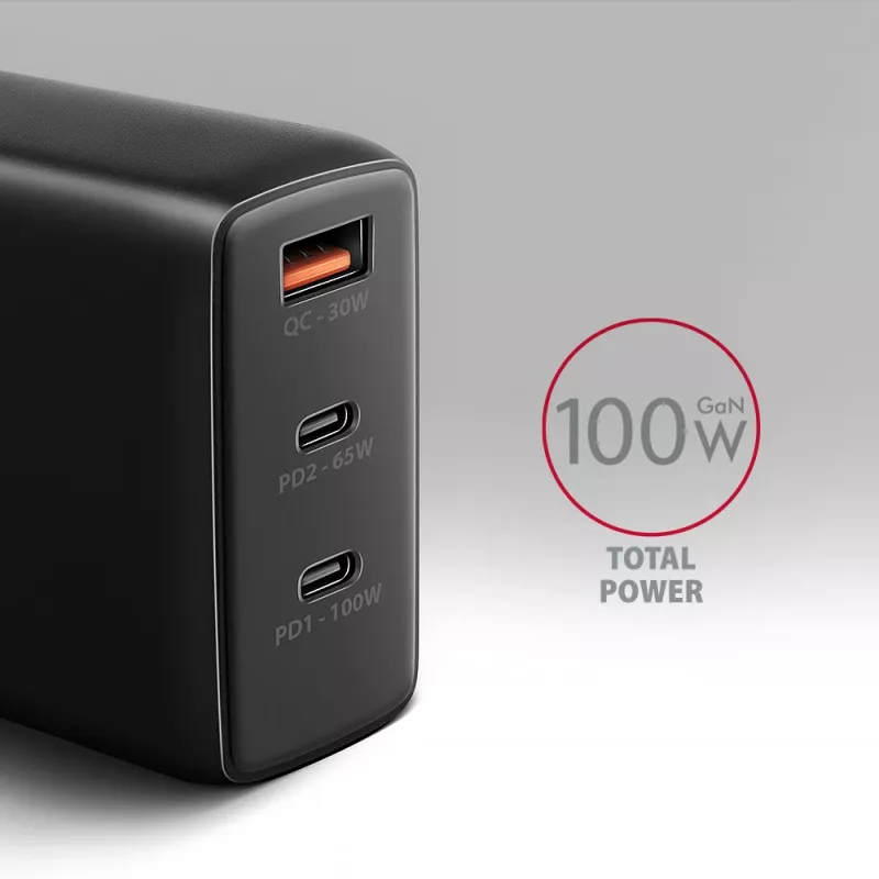 Axagon ACU-DPQ100 PD3.0 & QC 4+ THREE OUTPUTS Wandladegerät 100W