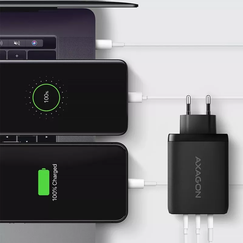 Axagon ACU-DPQ100 PD3.0 & QC 4+ THREE OUTPUTS Wandladegerät 100W