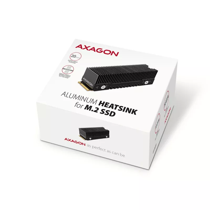 Axagon CLR-M2XT passiver Aluminiumkühler für ein- und doppelseitige M.2 SSDs Größe 2280, Höhe 24 mm