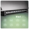 Axagon HMC-10HLS, USB 5Gbps Hub, 4x USB-A, HDMI 4k/60Hz, RJ-45, SD/microSD, PD 100W