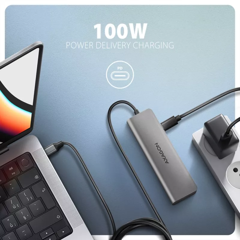 Axagon HMC-5H USB 5Gbps Hub, 3x USB-A, HDMI 4K/30Hz, PD 100W, 100cm USB-C-Kabel