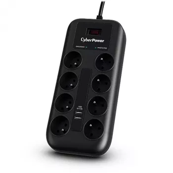CyberPower Tracer III P0820SUF0-FR Überspannungsschutz Schwarz 8 AC-Ausgänge 200–250 V 1,8 m