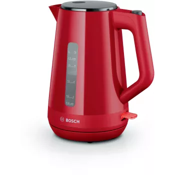 Elektrischer Wasserkocher Bosch TWK1M124 — 1,7 L, 2400 W, rot, kabellos, 360°-Basis