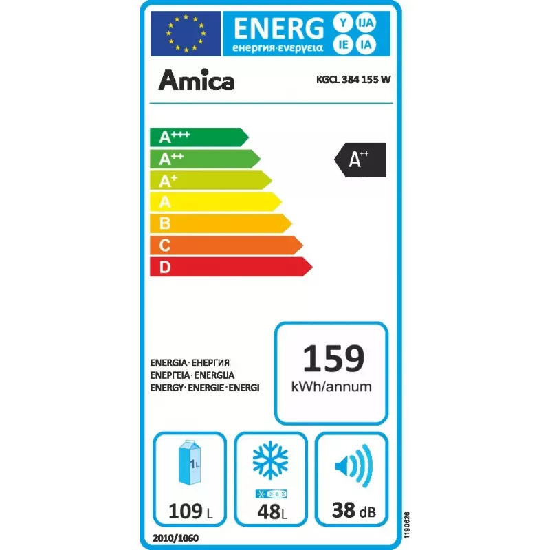 Amica KGCL 384 155 W Freistehender Kühlschrank 157 L