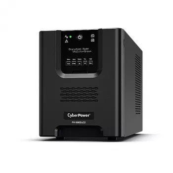 Unterbrechungsfreie Stromversorgung CYBERPOWER PR1000ELCD — 1 kVA (900 W), Line-Interactive, reine Sinuswelle, 8× C13-Ausgänge, LCD, Hot-Swap-Batterie