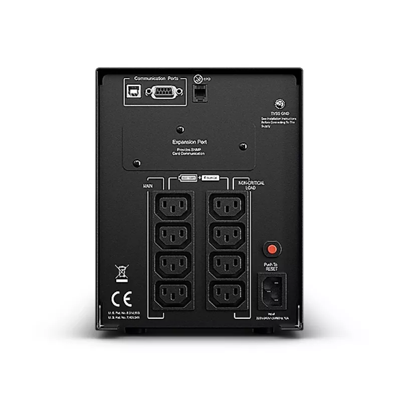 Unterbrechungsfreie Stromversorgung CYBERPOWER PR1000ELCD — 1 kVA (900 W), Line-Interactive, reine Sinuswelle, 8× C13-Ausgänge, LCD, Hot-Swap-Batterie