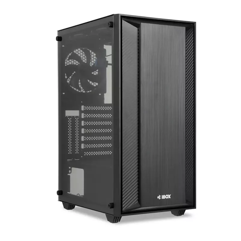 PC-Gehäuse IBOX CETUS 906 Midi Tower Schwarz – ATX/mATX, 460×210×350 mm, 29 cm GPU, 7 Laufwerke, RGB-Lüfter