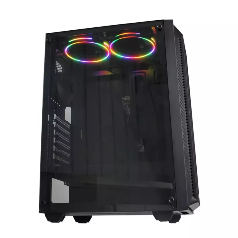 PC-Gehäuse IBOX CETUS 906 Midi Tower Schwarz – ATX/mATX, 460×210×350 mm, 29 cm GPU, 7 Laufwerke, RGB-Lüfter