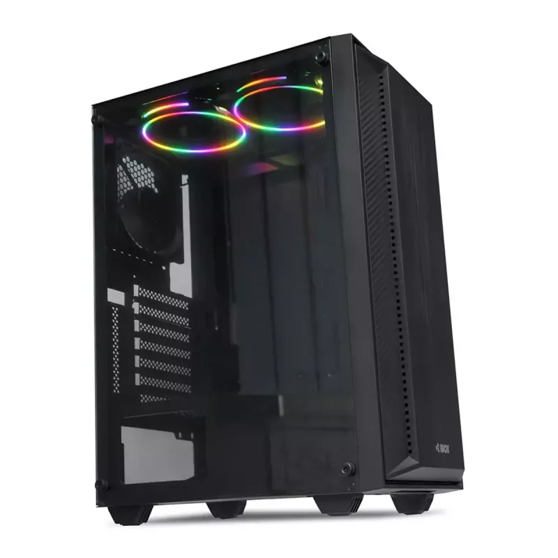 PC-Gehäuse IBOX CETUS 906 Midi Tower Schwarz – ATX/mATX, 460×210×350 mm, 29 cm GPU, 7 Laufwerke, RGB-Lüfter