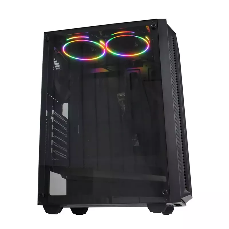 PC-Gehäuse IBOX CETUS 906 Midi Tower Schwarz – ATX/mATX, 460×210×350 mm, 29 cm GPU, 7 Laufwerke, RGB-Lüfter