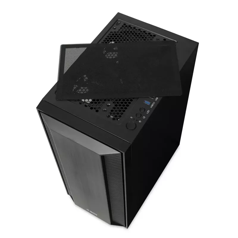 PC-Gehäuse IBOX CETUS 906 Midi Tower Schwarz – ATX/mATX, 460×210×350 mm, 29 cm GPU, 7 Laufwerke, RGB-Lüfter