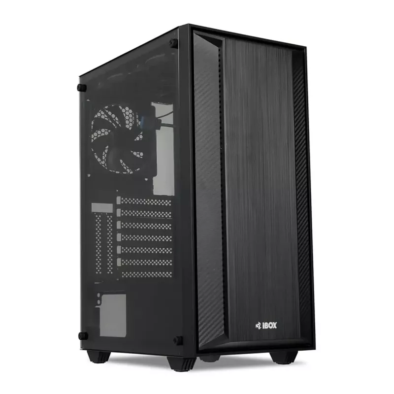 PC-Gehäuse IBOX CETUS 906 Midi Tower Schwarz – ATX/mATX, 460×210×350 mm, 29 cm GPU, 7 Laufwerke, RGB-Lüfter