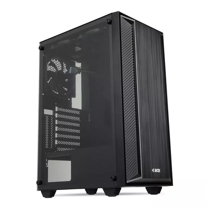 PC-Gehäuse IBOX CETUS 906 Midi Tower Schwarz – ATX/mATX, 460×210×350 mm, 29 cm GPU, 7 Laufwerke, RGB-Lüfter