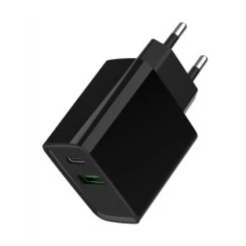GEMBIRD USB-Schnellladegerät – 2 Ports Typ A & C, 20 W – Schwarz