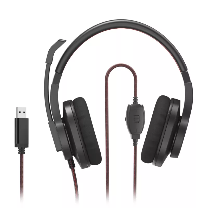 Hama HS-USB400 V2 Headset Wired Head-band Office/Call center USB Type-A Schwarz, Red