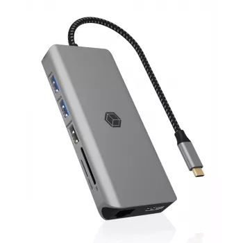 ICY BOX IB-DK4061-CPD Kabelgebundener USB 3.2 Gen 1 (3.1 Gen 1) Typ-C Grau