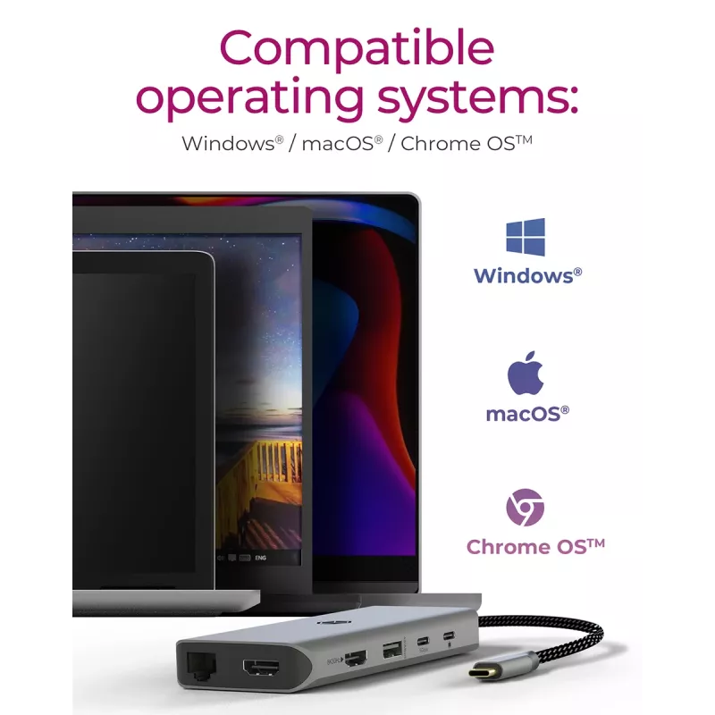 ICY BOX IB-DK4061-CPD Kabelgebundener USB 3.2 Gen 1 (3.1 Gen 1) Typ-C Grau