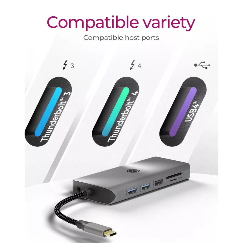 ICY BOX IB-DK4061-CPD Kabelgebundener USB 3.2 Gen 1 (3.1 Gen 1) Typ-C Grau