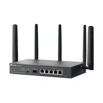 TP-Link Omada 4G+ Cat6 AX3000 Gigabit VPN Router, Wi-Fi 6 (802.11ax), Dual-Band (2,4 GHz / 5 GHz), Ethernet LAN, 4G, Schwarz, Desktop-/Mast-Router