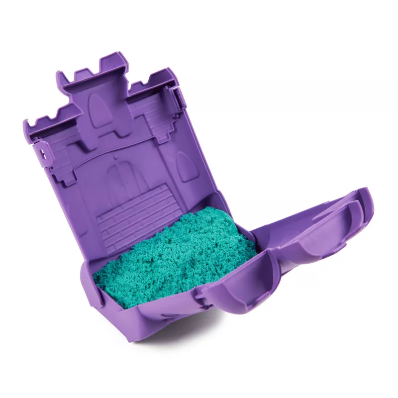 Kinetic Sand , Schloss-Box mit 454 g türkisfarbenem Spielsand, Aufbewahrungsbehälter, sensorisches Spielzeug für Kinder ab 3 Jahren