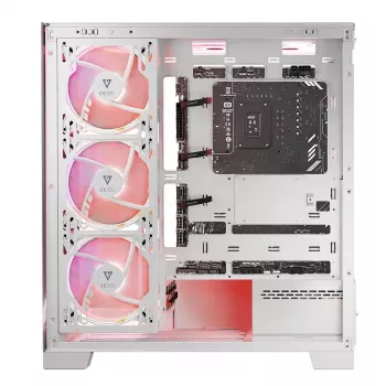 PC-Gehäuse MODECOM Volcano SPACE APEX ARGB MIDI Tower Weiß – Stahl, Seitenfenster, ARGB-Lüfter, USB-C