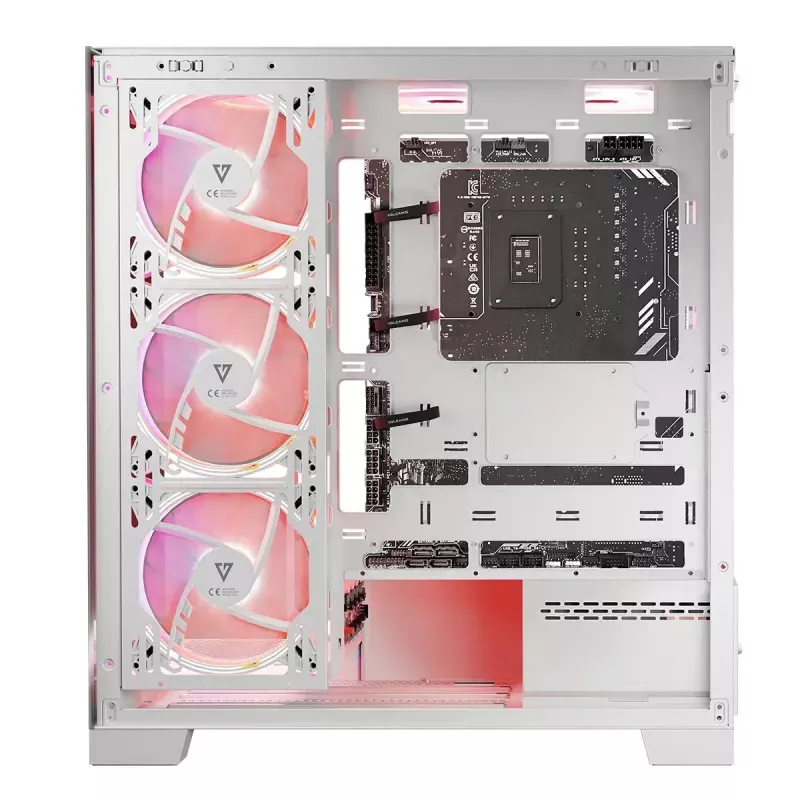 PC-Gehäuse MODECOM Volcano SPACE APEX ARGB MIDI Tower Weiß – Stahl, Seitenfenster, ARGB-Lüfter, USB-C