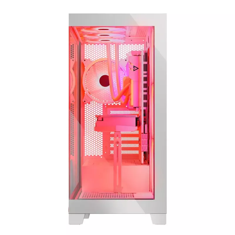 PC-Gehäuse MODECOM Volcano SPACE APEX ARGB MIDI Tower Weiß – Stahl, Seitenfenster, ARGB-Lüfter, USB-C