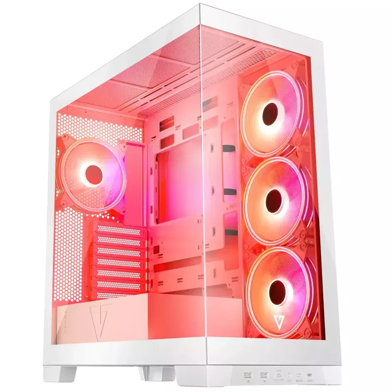 PC-Gehäuse MODECOM Volcano SPACE APEX ARGB MIDI Tower Weiß – Stahl, Seitenfenster, ARGB-Lüfter, USB-C